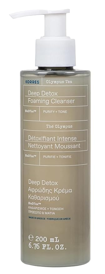 KORRES Olympus Tea Foaming Cream Cleanser, Gentle Face Wash With Organic Greek Mountain Tea, Cream-to-foam Formula For Everyday Use, Rinses Away Makeup & Residue, Leaves Skin Fresh & Soft, 6.76 Fl Oz
