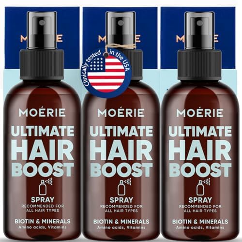 Moerie Ultimate Hair Boost Spray Designed to Strengthen Hair & Restore Scalp Health - 100% Natural Hair Serum for Hair Boost with over 100 Minerals, Vitamins & Amino acids - Fresh Scent - Triple Set