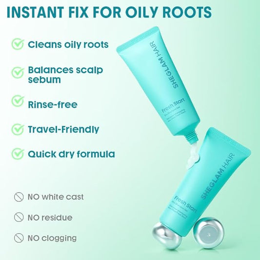 SHEGLAM Travel Dry Shampoo Gel for Oily Hair Tsa Approved - Non Aerosol, Instantly Refreshes & volumizing - With Hyaluronic Acid & Centella Asiatica