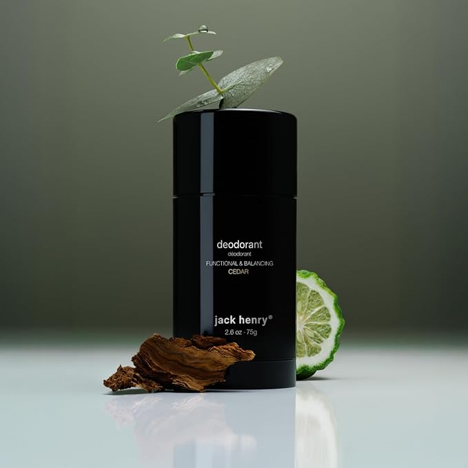 Jack Henry Natural Deodorant for Men & Women, Cedar Scent, Aluminum Free Deodorant with Shea Butter, Probiotics, Vegan Plant Based, Long Lasting, Baking Soda Free with Coconut MCT, 2.65 oz