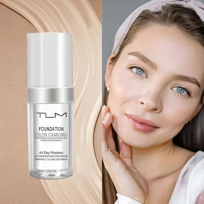 3 PACK TLM Color Changing Foundation Liquid Base All Day Flawless Warm Skin Tone Concealer Cover Cream BB Cream Makeup Base Concealer Cover Moisturizing Fluid for All Skin SPF15