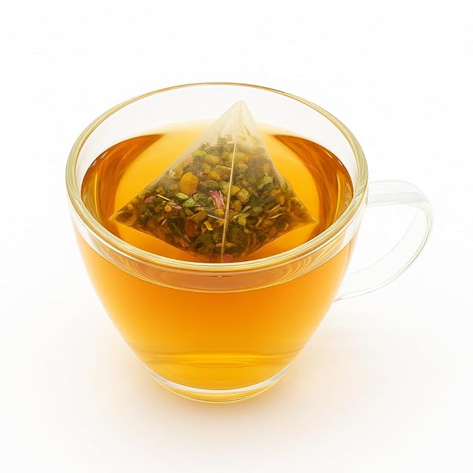 Pure And Easy Tea, Serenity Herbal Tea Sampler, 15 Count Caffeine-Free Variety with 5 Flavors, Natural Loose Leaf Blends in BPA-Free Pyramid Bags, Wellness Gift Box, 49.5g