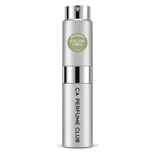 CA Perfume Originals Bleu Cedar Cypress for Women and Men Woody Aromatic Scent Long Lasting Unisex Fragrance Eau De Parfum Travel Size Refillable Atomizer Spray 0.27 Fl Oz 8ml