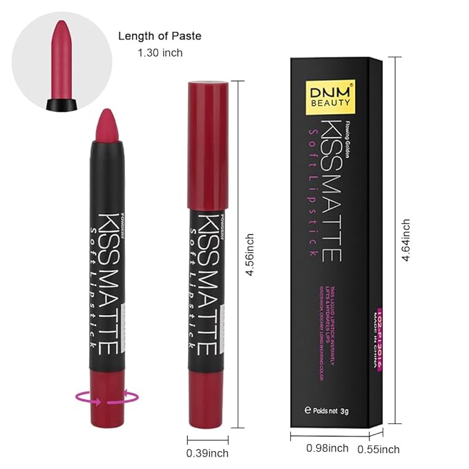 BINGBRUSH Smooth Longwear Lipstick Pack Set, Matte Color Stick Ultimate Lip Crayon for Makeup Collection - Waterproof Velvet Lipgloss Lip Stain (02#)