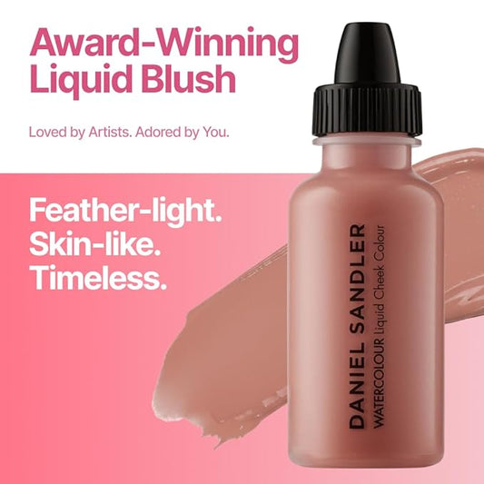 Daniel Sandler Watercolor Liquid Blush — Buildable, Blendable & Long-Lasting Liquid Blush for Cheeks, Lips, & Eyes — Lightweight & Water Resistant — For All Skin Types — Caress