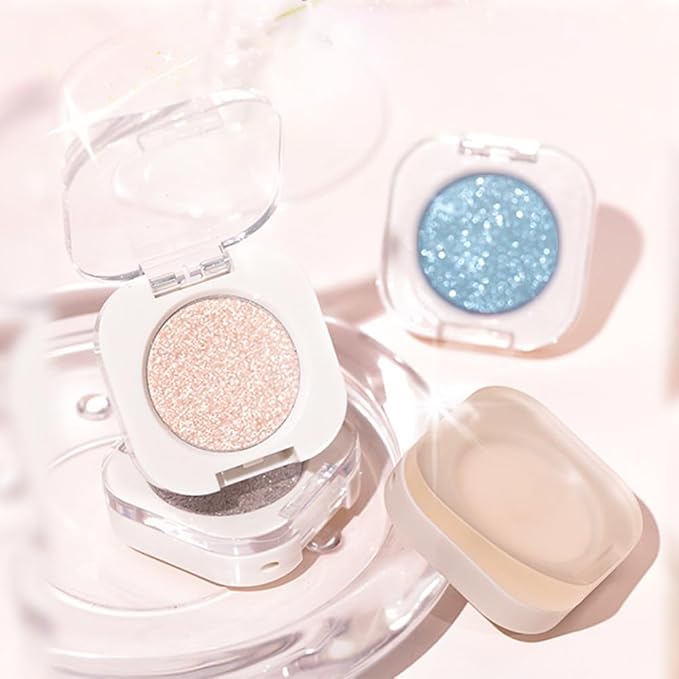 Champagne Shimmer Single Glitter Cream Eyeshadow Makeup, Rose Gold Cream Eye Shadow for Women, Sheer Pink Glitter Monochrome Eyeshadow Pigmented Waterproof, Sombras para Ojos, Girls Daily Gifts