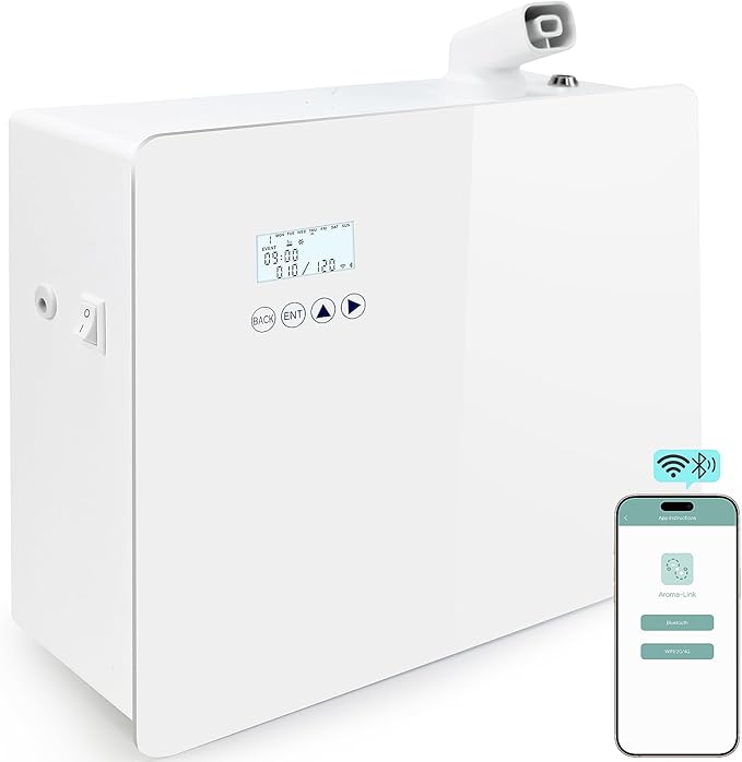 2025 𝐔𝐩𝐠𝐫𝐚𝐝𝐞𝐝 𝟓𝟎𝟎𝟎 𝐒𝐪.𝐅𝐭 1000ml Capacity Waterlesss Essential Oil Diffuser with Wi-Fi Control, Whole House Smart Scent Machine, Cold Air Diffuser Tech for Whole Home, Hotel, Party