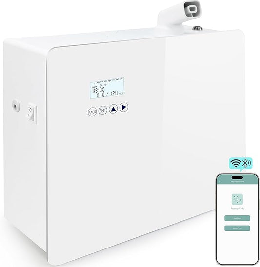 2025 𝐔𝐩𝐠𝐫𝐚𝐝𝐞𝐝 𝟓𝟎𝟎𝟎 𝐒𝐪.𝐅𝐭 1000ml Capacity Waterlesss Essential Oil Diffuser with Wi-Fi Control, Whole House Smart Scent Machine, Cold Air Diffuser Tech for Whole Home, Hotel, Party