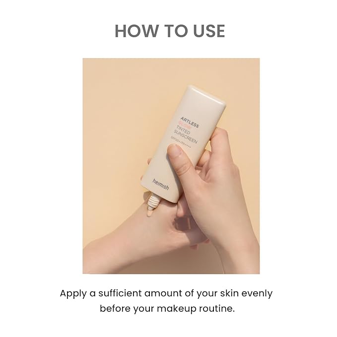 HEIMISH Artless Glow Tinted Sunscreen 1.35fl.oz/40ml, Multipurpose Makeup Base, Primer, Highlighter, Lightweight, Non-greasy, Hydrating, Natural Finish with SPF 50+ PA+++, Shine Beige