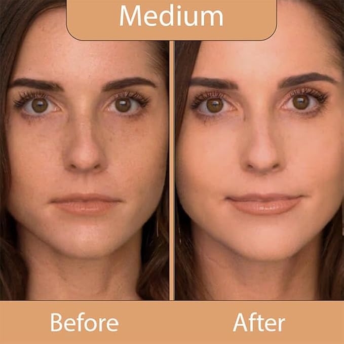 LUMINESS Silk Airbrush Spray Foundation & Buffing Brush Kit – Full Coverage Foundation & Dual-Sided Buffing Brush - Buildable Coverage, Anti-Aging Formula Hydrates & Moisturizes (Shade - Medium)