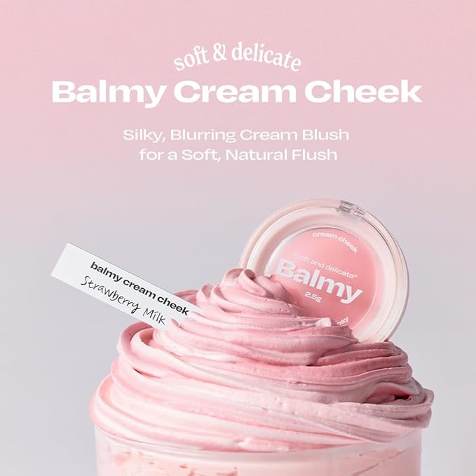 Balmy Cream Cheek | Lightweight, Natural Finish Cream Blush with Blurring Effect | 2.5g (No.3 Milky Peach)