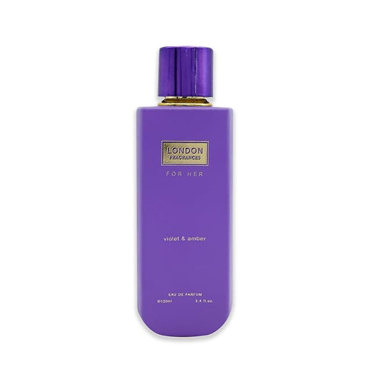 London Fragrances Violet and Amber - Powdery Oud, Perfumes for Women - Women's Fragrances with Coconut and Patchouly - 3.4 oz EDP Spray