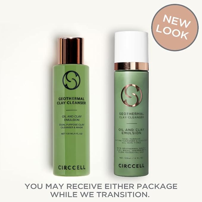 CIRCCELL Geothermal Clay Cleanser – Hydrating Facial Cleanser - Arctic Clay and Essential Oils Deep Clean & Detox Skin – Hydrating Clay Face Wash or Mask for All Skin Types