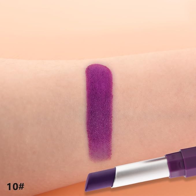 Plum Purple Matte Creamy Lipstick for Women, Longwear Lip Gloss Face Paint Stick, Lip Stick Stain Long Lasting Waterproof Easy Application Full Coverage Velvet Gloss for Party Halloween Makeup 10