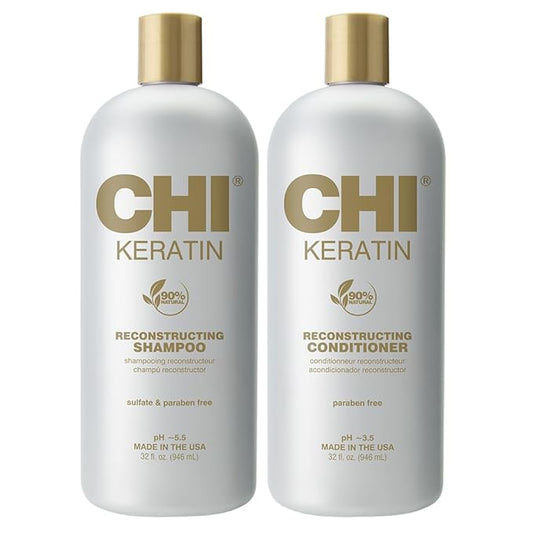 CHI Moisturize It Duo Keratin Shampoo & Conditioner Set, Hydrating Formula Restores & Strengthens Hair, Sulfate & Paraben-Free, 2 Bottles, 32 Oz