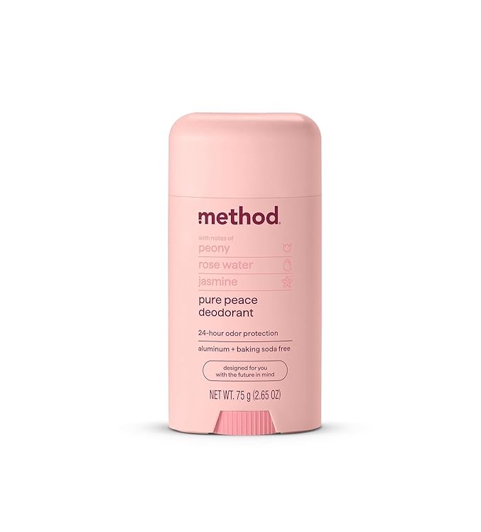 Method Deodorant, Pure Peace, Rose Water, Peonies + Pink Sea Salt notes, 24 Hour Odor Protection, 2.65 oz