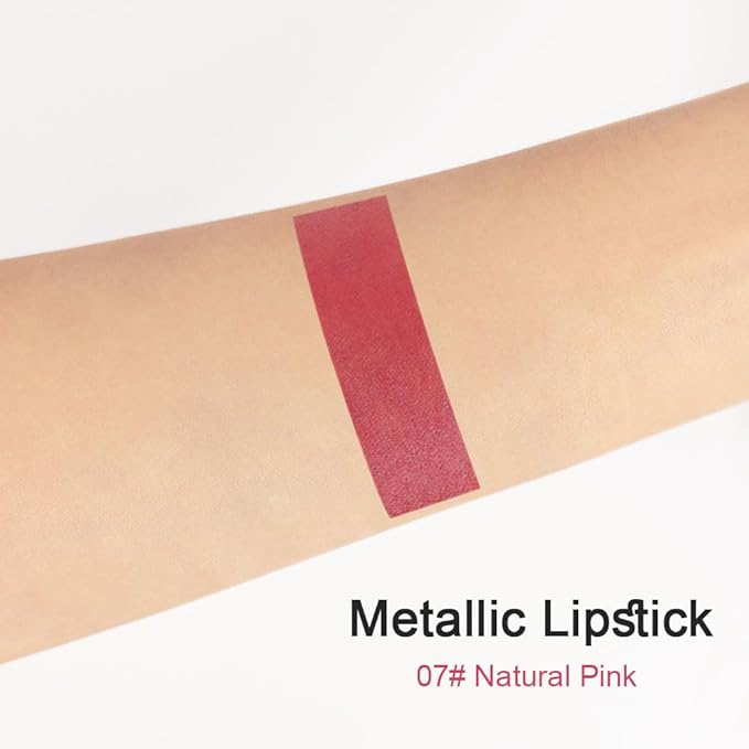 evpct 1Pcs Natural Pink Metallic Lipstick and Lip Crayon Liner Pencil Pen for Women Lip Stain Long Lasting Waterproof labiales mate magicos 24 horas originales pintalabios permanente 24 horas 07