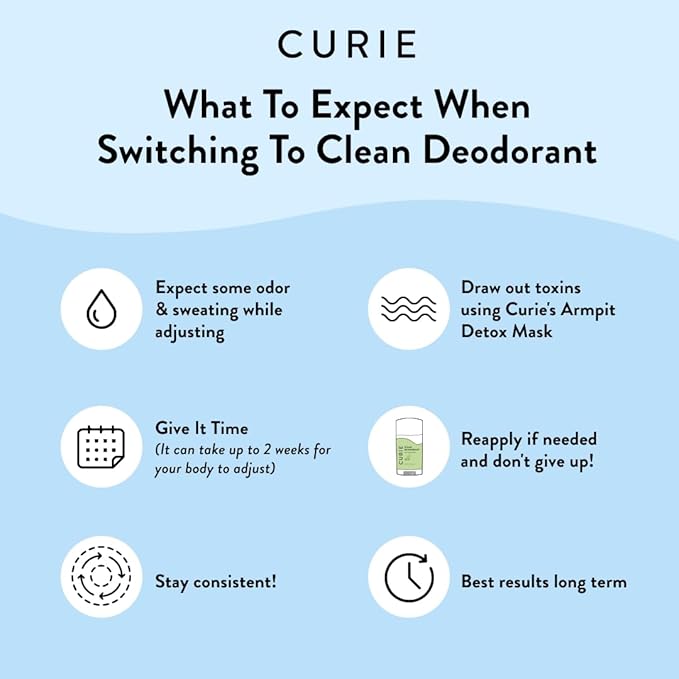 Curie Natural Deodorant for Women - Coconut Nectar and Armpit Detox Mask - Aluminum Free, Clean, Sustainable, Vegan Paraben Free (2pk)