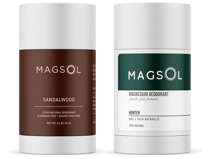 Natural Deodorant for Men - Aluminum Free Deodorant for Men, 4 Total Ingredients, 2 Pack (Sandalwood & Hunter)