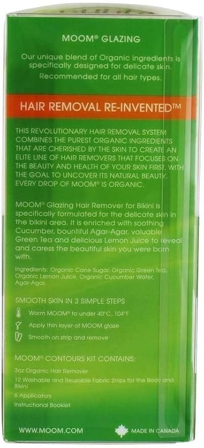 MOOM - Organic Sensitive Formula Hair Remover with Cucumber for Bikini and Brazalian - 3 oz (Pack of 2) - Made In Canada