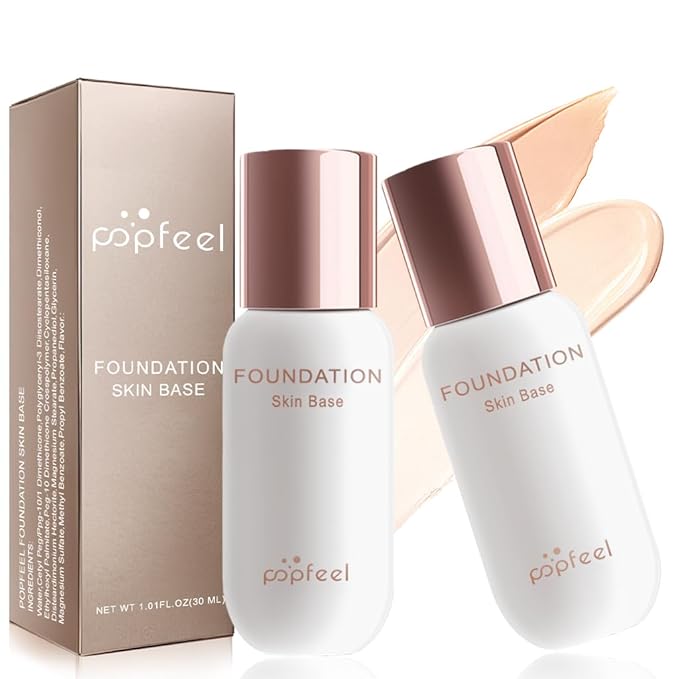 2-in-1 Color Changing Foundation, Long-Lasting, Waterproof, Sweat-Proof, Lightweight, Medium to Full Coverage, Natural Look for All Skin Types (1 Fl Oz (Pack of 2))