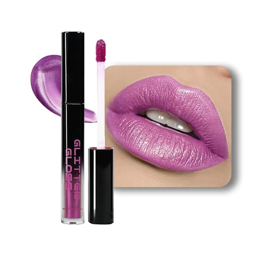 Pink Purple Metallic Lipstick for Women,Glitter Sparkling Liquid Lipstick,Long Lasting Waterproof Lightweight Comfortable Non-Drying Bold Dark Lip Gloss for Gothic Stage Makeup,Cruelty Free