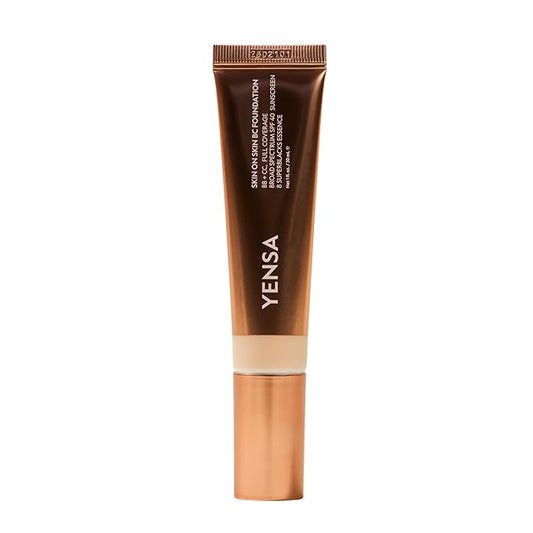 YENSA Skin on Skin BC Foundation Makeup - CC, BB Cream & Full Coverage Foundation-In-One - Buildable, Radiant Finish with SPF 40, Hyaluronic Acid, Peptides & 8 SuperBlacks - Fair Cool (1 oz)