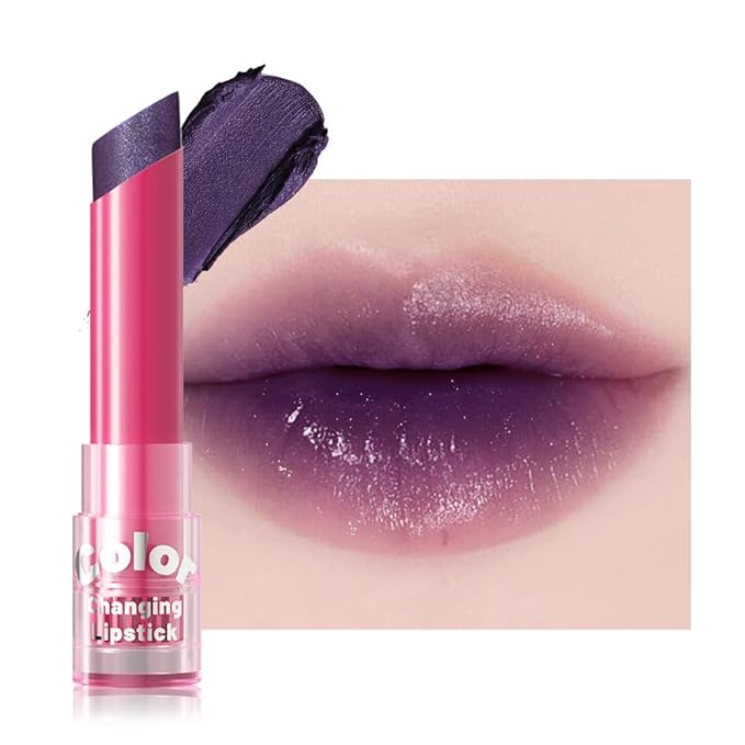 BINGBRUSH Color Changing Lipstick Set, PH Mood Peach Lip Balm and Gloss, Long Lasting Tinted Lip Stain (06# Midnight Berry, 1 Count (Pack of 1))