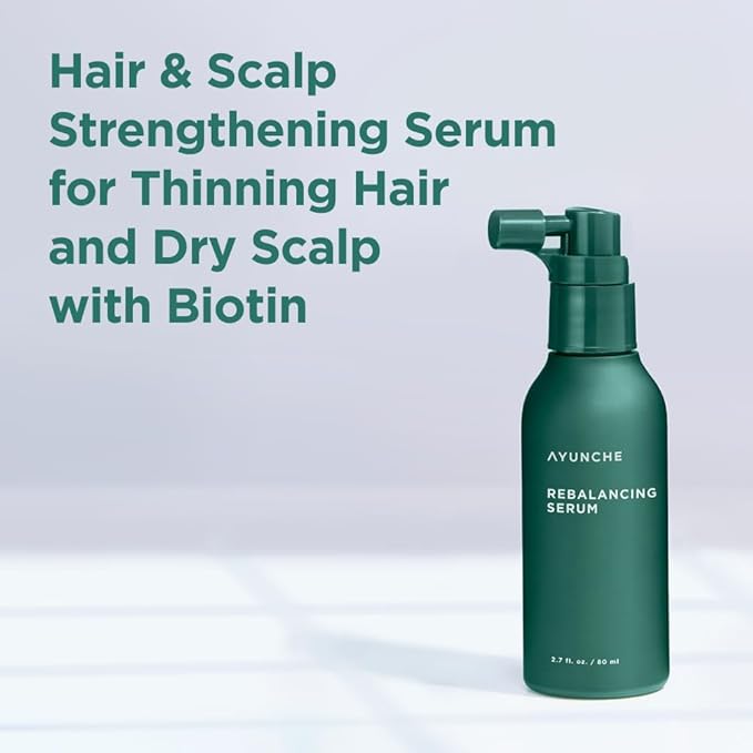 AYUNCHE Rebalancing Hair Serum 2.7 fl. oz. (80ml) [For All Hair Types] | Hair Root Protection & Strengthening | Scalp cooling effect | Biotin and probiotics | Korean Salon Brand