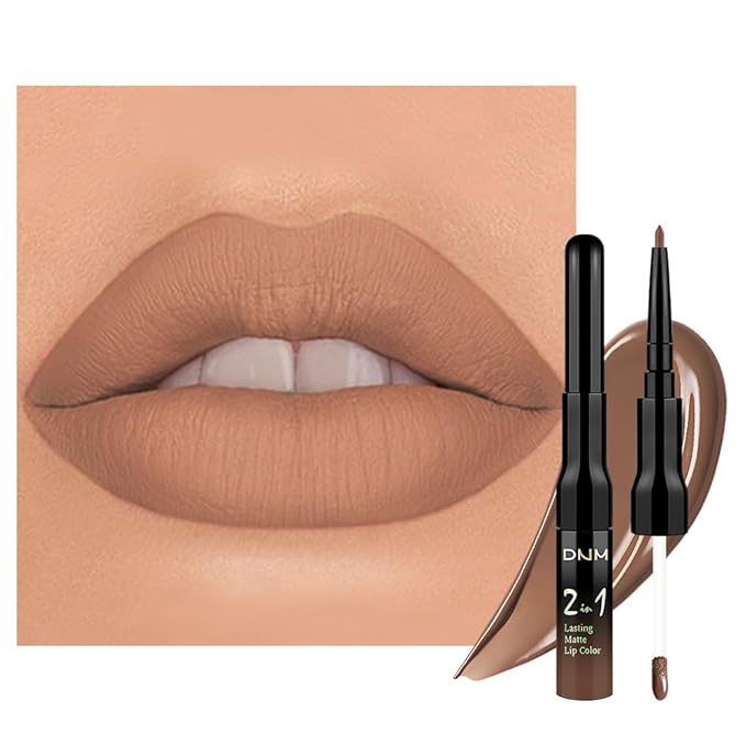 evpct 1Pcs True Nude Matte Lip Liner & Liquid Lipstick Stain Makeup Set for Women, Nude Lip Liner Stain Long Lasting Waterproof Smudge Proof, Cruelty Free Liquid Lip Stick Makeup 24 hours originales