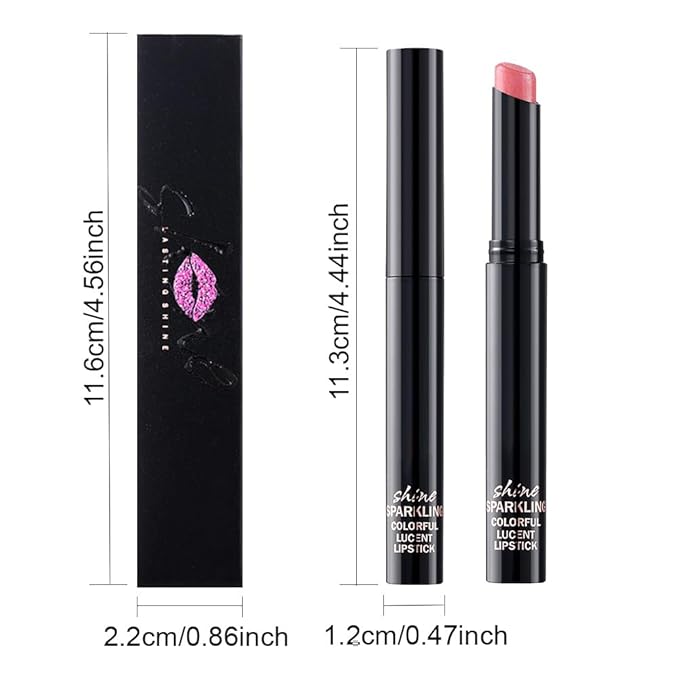 Pink Metallic Lipstick for Women,Lightweight Comfortable Non-Drying Shimmer Frosted Lipstick,Glitter Lip Gloss Stain Long Lasting Waterproof Smudge Proof 24 Hour Full Coverage Lip Makeup,Vegan