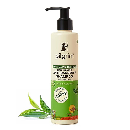Pilgrim Anti-Dandruff Shampoo with Australian Tea Tree & Salicylic Acid | Non-Drying Itchy Scalp Treatment | Reduces Visible Flakes | Suitable for All Hair Types | 6.76 Fl Oz (200ml)