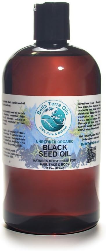 Bella Terra Oils - Black Seed Oil 16 oz - Dive into the Essence of Cold-Pressed Black Seeds, Packed with Antioxidants, Your Natural Path to Radiant Skin