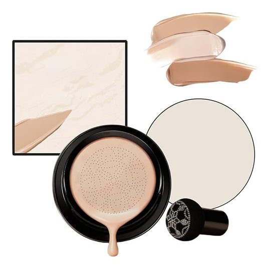 Drkicsy Mushroom Head Air Cushion CC Cream, Cushion Foundation Concealer for Older Women, Full Coverage BB Cream Foundation Skin Tone Corrector Makeup (Natural)