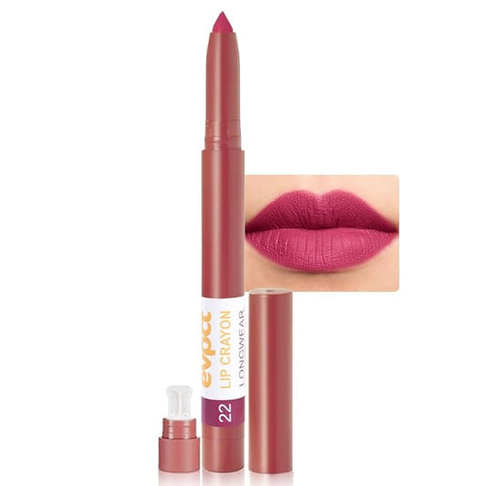 evpct Rose Lip Liner Crayon Pencils Set for Women, Hot Pink Matte Lip Stick Crayon Long Lasting, Lips Pencil Liner and Lipstick set, Lipliner Pencil, 24 Hours Long Wearing Lipstick Built-in Sharpener
