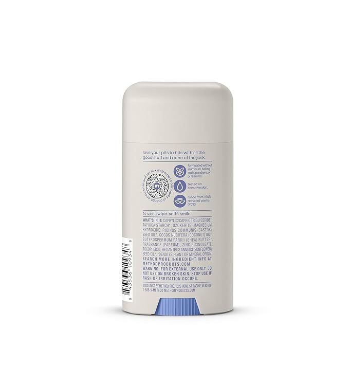 Method Deodorant, Simply Nourish, Coconut, Rice Milk + Shea Butter notes, 24 Hour Odor Protection, 2.65 oz