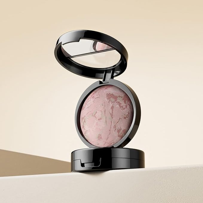 YOUNG VISION Pressed Powder Foundation Makeup, Baked Color Blush & Color Correcting Powder, Buildable Light to Medium Makeup Converage for Face and Cheeks, Matte Finished (Ethereal Rose)