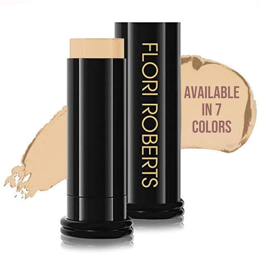 Base Strokes Crème Foundation Stick by Flori Roberts, Full Coverage for Women of Color or Deeper Skin Tones, Long Lasting Makeup, Natural Finish, Complexion Concealer & Corrector