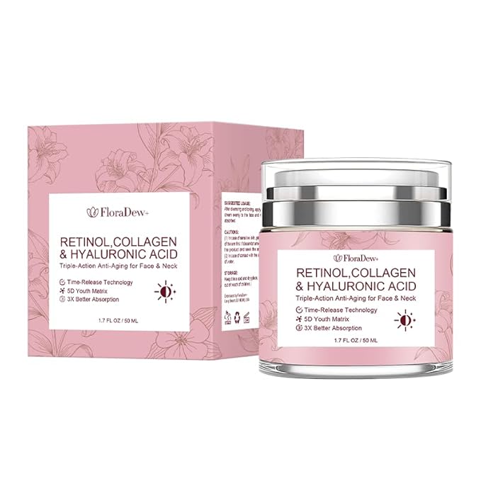 Retinol Collagen Hyaluronic Acid Anti-Aging Wrinkle Cream for Face & Neck Moisturizer Face Cream for Women 1.7 FL OZ