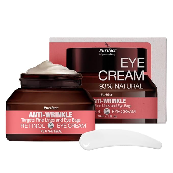 Purifect Anti-Wrinkle Eye Cream with Retinol, Collagen & Vitamin C – 93% Natural, Hydrating & Firming Eye Treatment for Fine Lines, Eye Bags, Crows Feet, Made in USA, 30ml