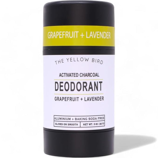 Natural Charcoal Deodorant - Baking Soda & Aluminum Free, For Men & Women, Sensitive Skin Friendly, Vegan, with Lavender, Grapefruit Essential Oils | 3oz | Made in USA