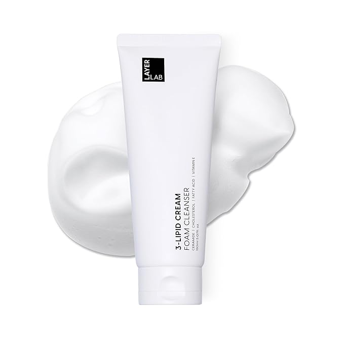 LAYERLAB Korean Face Wash with 5 Ceramides | Hydrating Low pH Cream Foam Cleanser for Sensitive Skin | Helps Support Moisture Barrier, Non-Drying, For All Skin Types 100ml 5.07 fl oz (White)