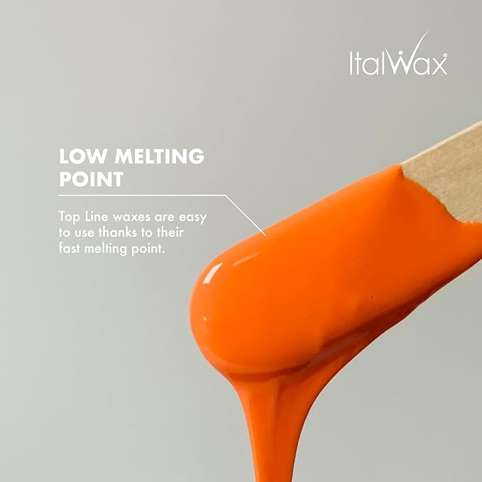 Italwax Top Line Coral Hard Wax 1lb (450g) – Creamy Intense Orange Texture with Strong Grip, Ideal for Bikini & Coarse Hair, Smooth Application for Sensitive Skin – Made in Italy