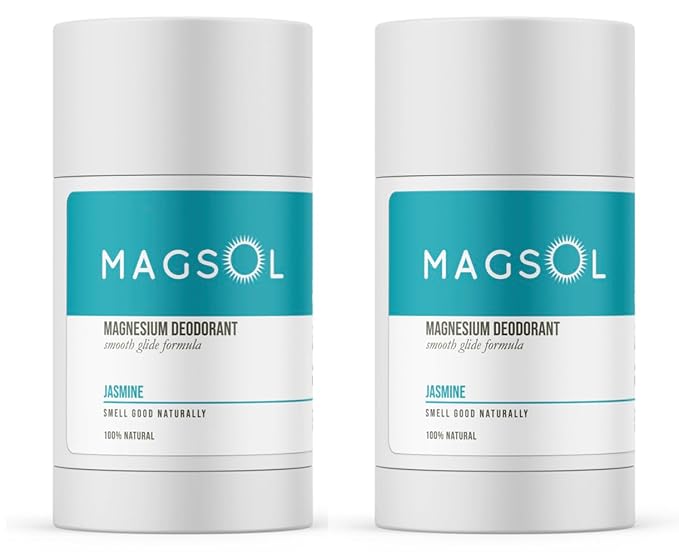 MAGSOL Aluminum Free Deodorant for Women, Premium Natural Deodorant - 4 Total Ingredients, 2 Pack (Jasmine)