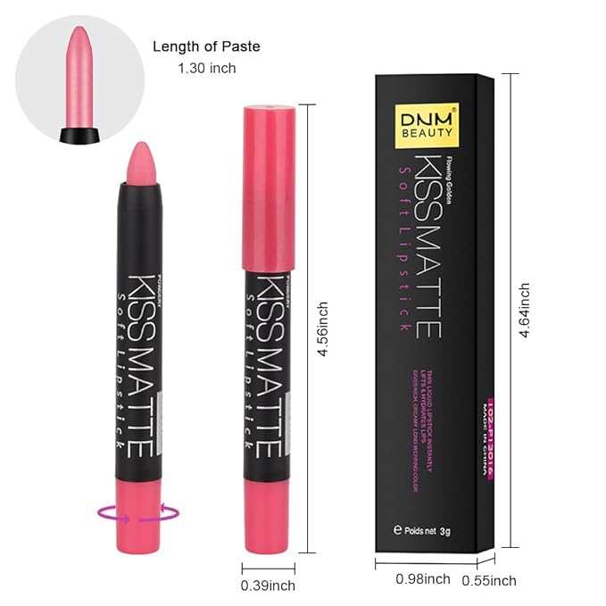 evpct 1Pcs Pink Matte Lipstick and Lip Crayon Liner Pencil Pen Set for Women Lip Stain Long Lasting Waterproof labiales mate magicos 24 horas originales pintalabios permanente 24 horas 04