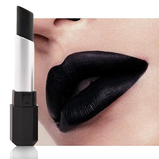 Black Matte Creamy Lipstick for Women, Longwear Lips Gloss & Face Paint Stick, Lip Stick Stain Long Lasting Waterproof Effortless Application Full Coverage Velvet Gloss for Party, Halloween Makeup 01#