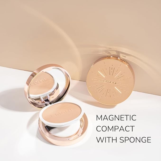 Emani Flawless Matte Powder Foundation – Mineral Compact Makeup for Sensitive Skin, Buildable Coverage, Shine Control, Long-Lasting Finish Up for Sensitive Skin and Oil Control, Warm Beige