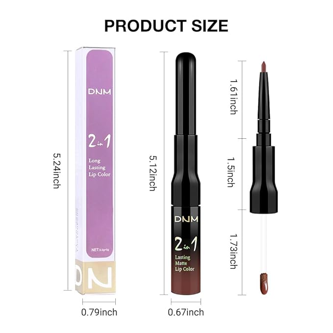 1Pcs 2 in 1 Nuetral Nude Matte Lip Liner and Liquid Lipstick Stain Makeup Set for women, Nuetral Nude Long Lasting Smudge Proof Lip Tint Matte Finish Lip Gloss for All-Day Color Hold Easy to Use 61#