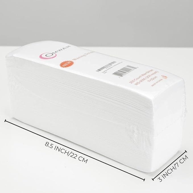 Omwah Beauty Professional Salon Grade Facial and Body Non Woven Epilating Wax Strips Large 3 x 9 Hair Removal (200 Count)