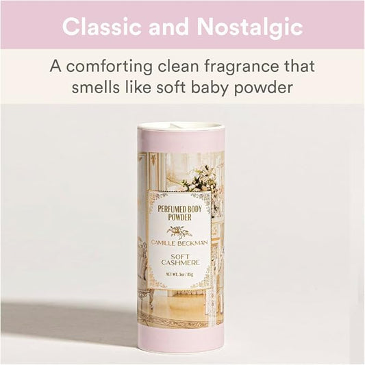 Soft Cashmere Scented Talc-Free Body Powder, Perfumed Body Powder, Camille Beckman, 3 Ounce